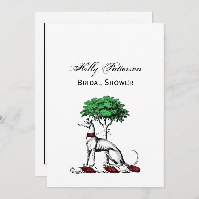 Greyhound Whippet With Tree Heraldic Crest Emblem Invitation (Front/Back)