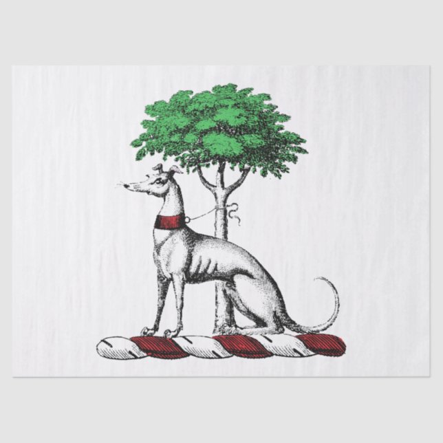 Greyhound Whippet With Tree Heraldic Crest Emblem Tissue Paper (Front)
