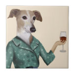 Greyhound Wine Snob Ceramic Tile<br><div class="desc">Greyhound Wine Snob by Fabfunky. Features a well-dressed greyhound enjoying wine. | 190955D</div>