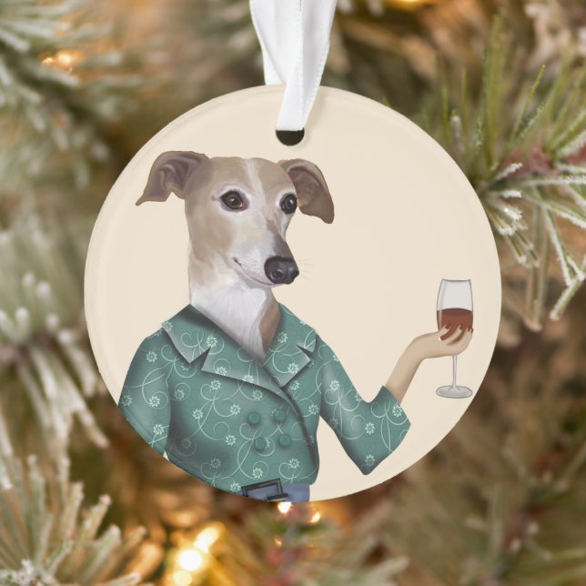 Greyhound Wine Snob Ornament (Tree)