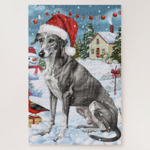 Greyhound Winter Wonderland Christmas Joy Jigsaw Puzzle
