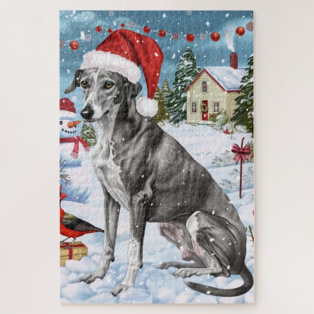 Greyhound Winter Wonderland Christmas Joy Jigsaw Puzzle (Vertical)