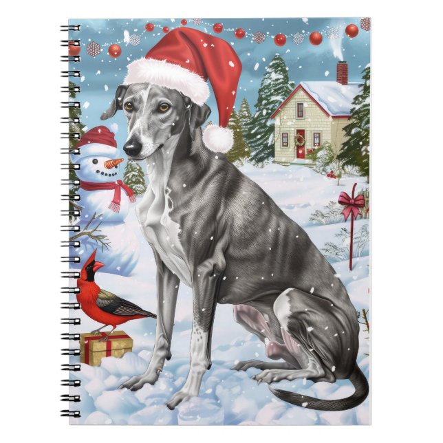 Greyhound Winter Wonderland Christmas Joy Notebook (Front)