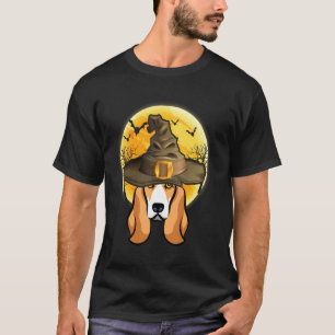 Greyhound Witch Hat With Moon Halloween Dog T-Shirt