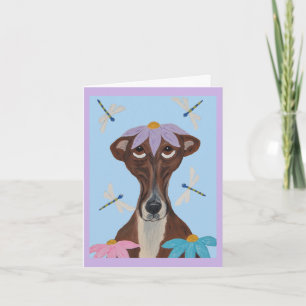 Greyhound with a Flower on its head & Dragonflies Invitation