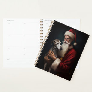 Greyhound With Santa Claus Festive Christmas Planner