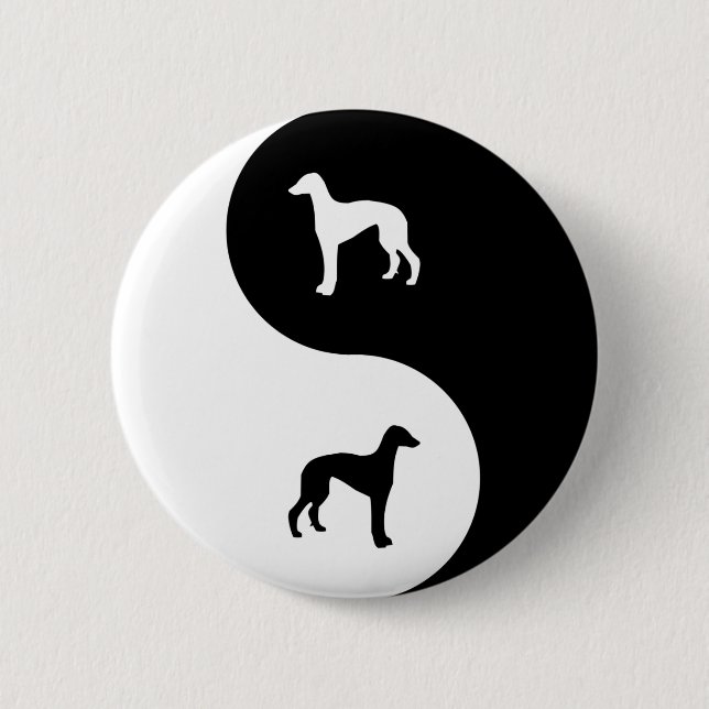 Greyhound Yin Yang 6 Cm Round Badge (Front)