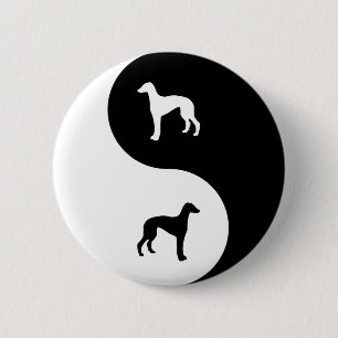 Greyhound Yin Yang 6 Cm Round Badge