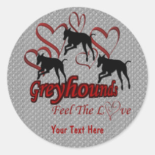 Greyhounds And Hearts Love Dog Sticker