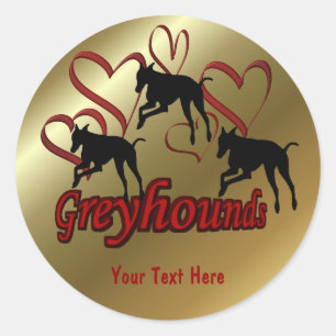 Greyhounds And Red Hearts Dog Sticker