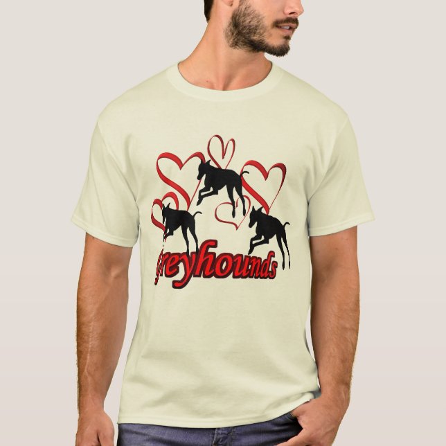 Greyhounds And Red Hearts  T-Shirt (Front)