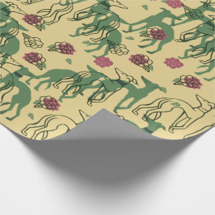 Greyhounds and Roses Greyhound Rose Pattern Spring Wrapping Paper