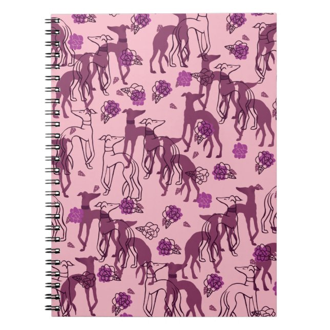 Greyhounds Garden Artwork Greyhound Roses Notebook (Front)