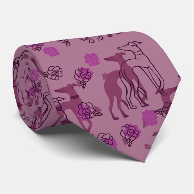 Greyhounds Love Pink Galgos Doggo  Tie (Rolled)