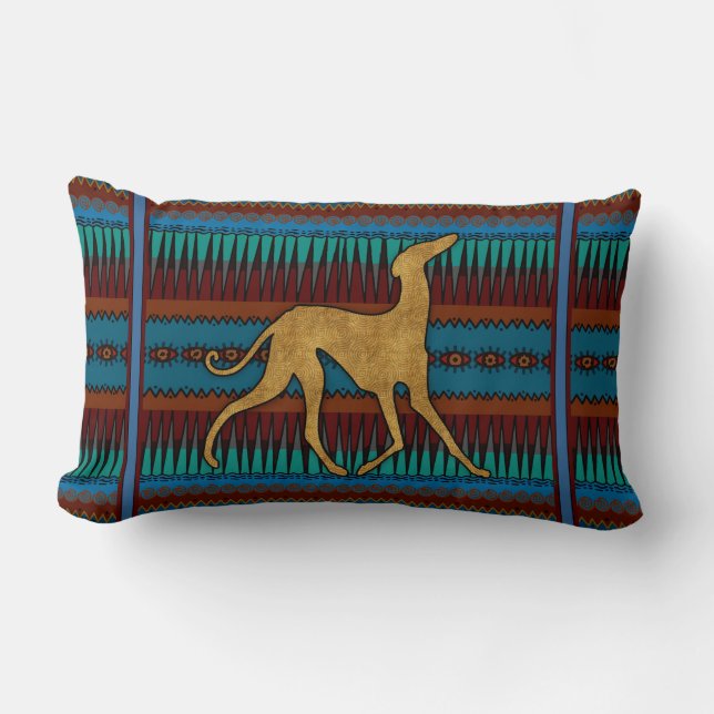 Greyhounds of Azawakh (blue) Lumbar Cushion (Front)