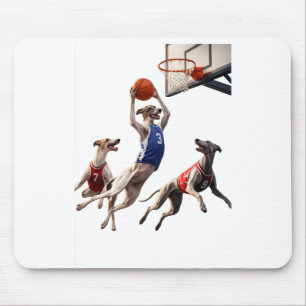 Greyhounds playing basketball mouse pad