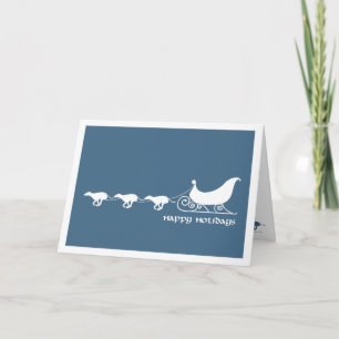 Greyhounds Pulling Santa's Sleigh Holiday Card