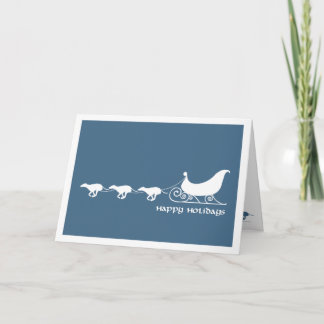 Greyhounds Pulling Santa's Sleigh Holiday Card