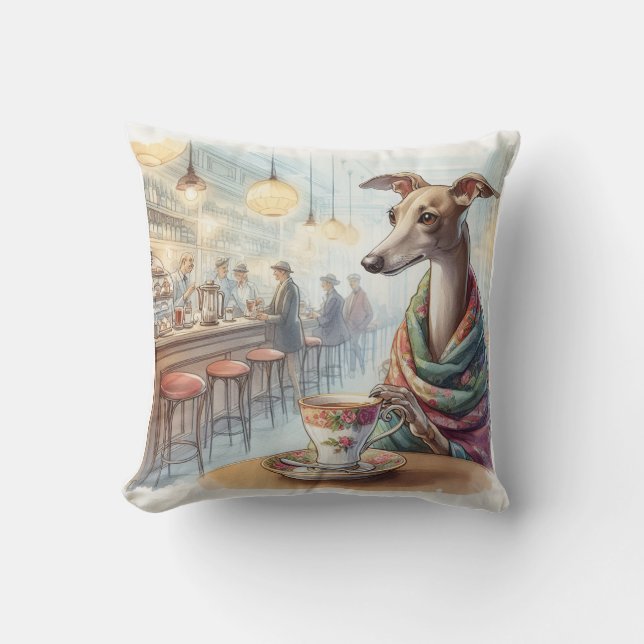  Greyhound's Tea Time Pillow (Front)