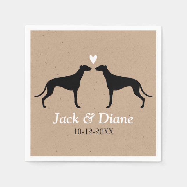 Greyhounds Wedding Couple with Custom Text Napkin (Front)