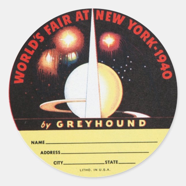 Greyhound's Worlds Fair Classic Round Sticker (Front)