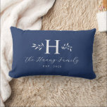 Greyish Blue Personalized Family Name Monogram Lumbar Cushion<br><div class="desc">This design feature the family monogram,  name and year establish on the front and "Home Sweet Home" on the back. This simple stylish pillow is a perfect additional to your family room decoration. It is also a perfect gift for house warming,  newlywed couple and family gift.</div>