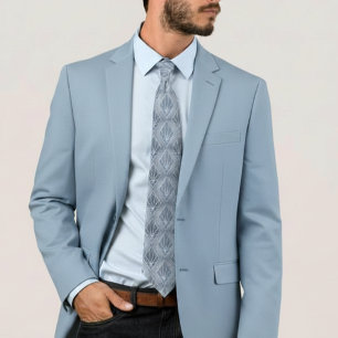 Greyish blue white diamonds Art Deco pattern Tie