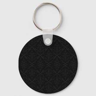 Greyish Damask pattern on dark background Key Ring