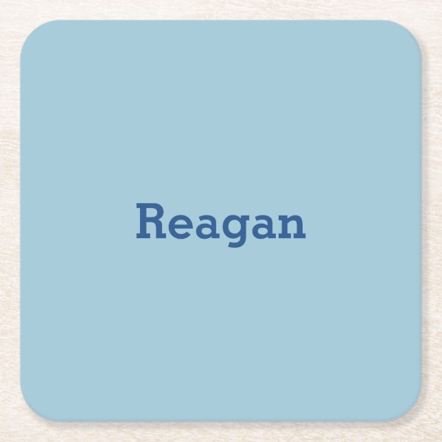 Greyish Green Blue Customisable Square Paper Coaster (Front)