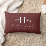 Greyish Red Personalized Family Name Monogram Lumbar Cushion<br><div class="desc">This design feature the family monogram,  name and year establish on the front and "Home Sweet Home" on the back. This simple stylish pillow is a perfect additional to your family room decoration. It is also a perfect gift for house warming,  newlywed couple and family gift.</div>