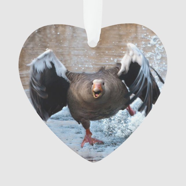 Greylag Goose on the Chase Ornament (Front)