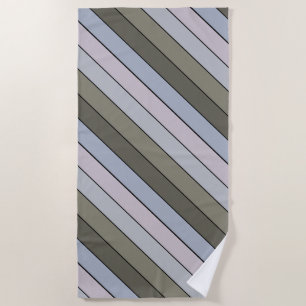 Greys Greens And Black Stripes On Watercolor Paper Beach Towel