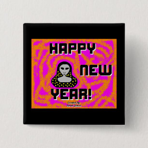 Greys New Year Wishes 2 Inch Square Button