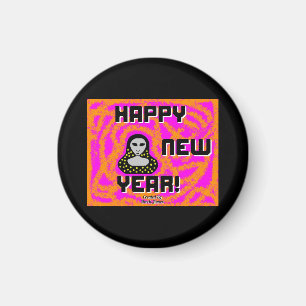 Greys New Year Wishes Round Magnet