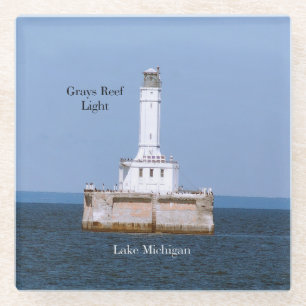 Greys Reef light glass coaster