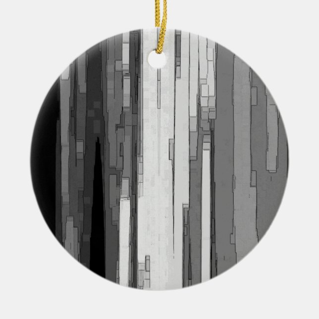 Greyscale Abstract B&W Art Ceramic Ornament (Front)