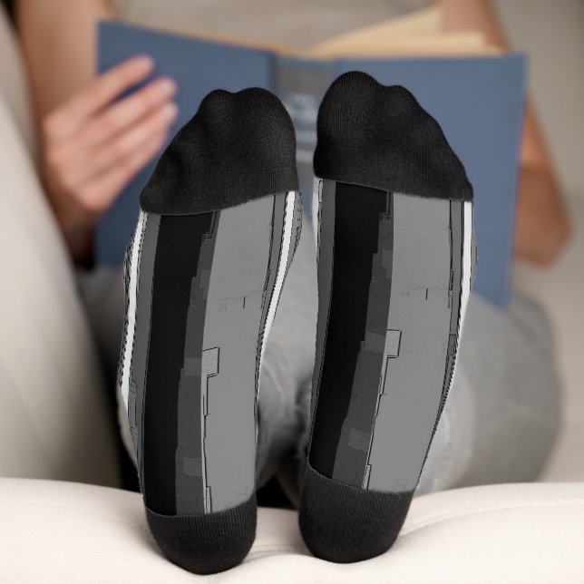 Greyscale Abstract B&W Art  Socks (Bottom)