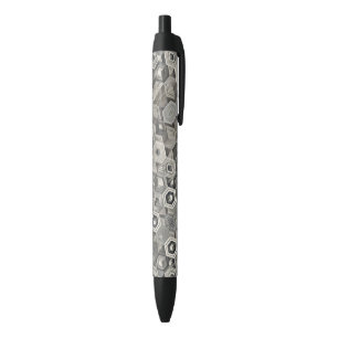Greyscale Geometrics Black Ink Pen
