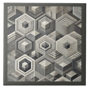 Greyscale Geometrics Ceramic Tile