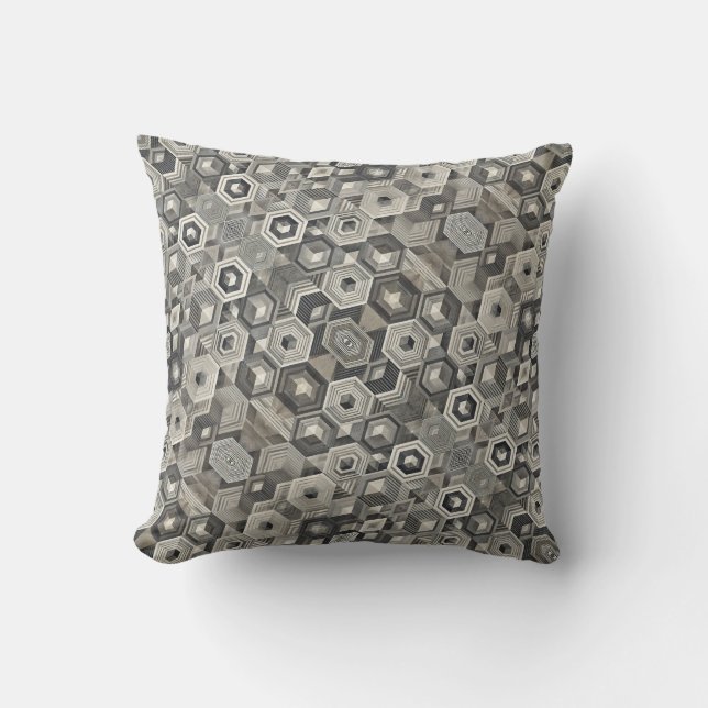 Greyscale Geometrics Cushion (Front)