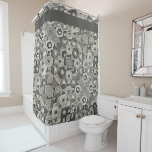 Greyscale Geometrics Shower Curtain