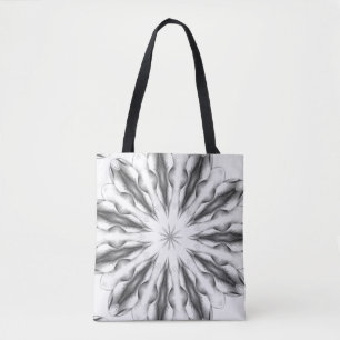 Greyscale kaleidoscope printed tote bag