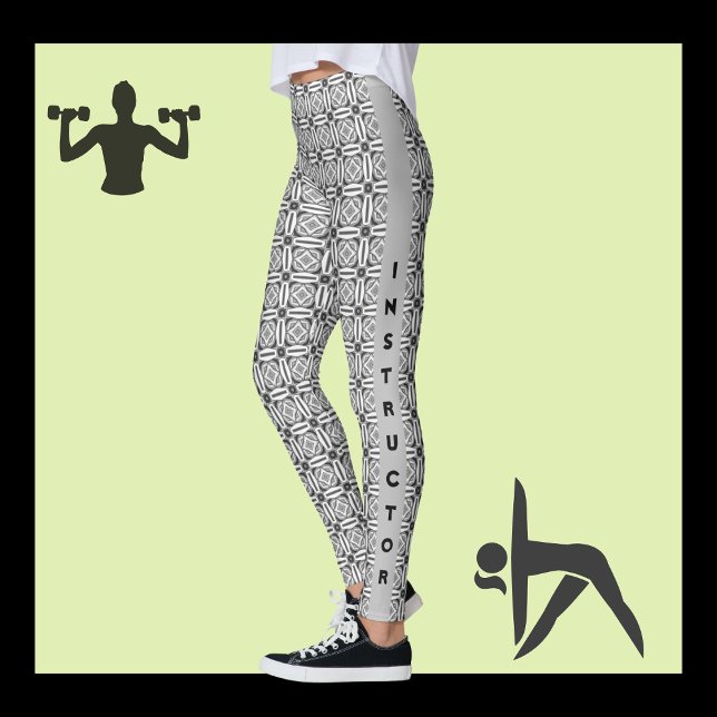 Greyscale modern minimalistic pattern and text on leggings (Creator Uploaded)