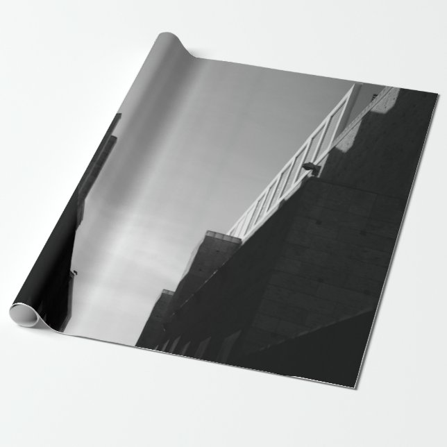 GREYSCALE PHOTO OF PATHWAY BETWEEN BUILDINGS WRAPPING PAPER (Unrolled)