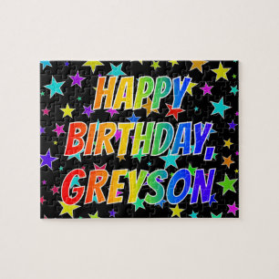 "GREYSON" First Name, Fun "HAPPY BIRTHDAY" Jigsaw Puzzle
