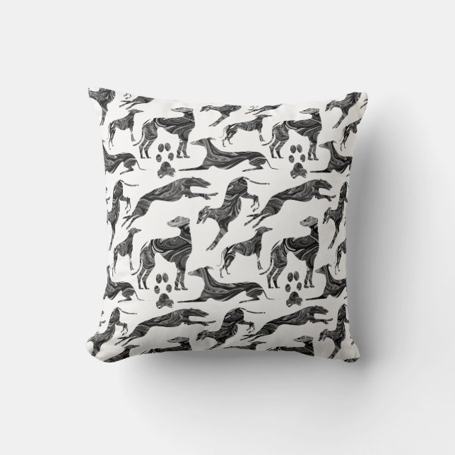 Greyt Greyhound Marble Silhouettes Cushion (Front)