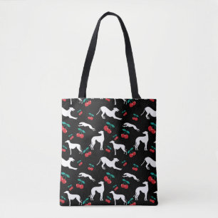 Greyt Greyhound Silhouettes with Cherry Motif Tote Bag