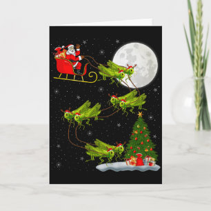 Grhopper Santa Sleigh Flying Funny Magical Christm Card