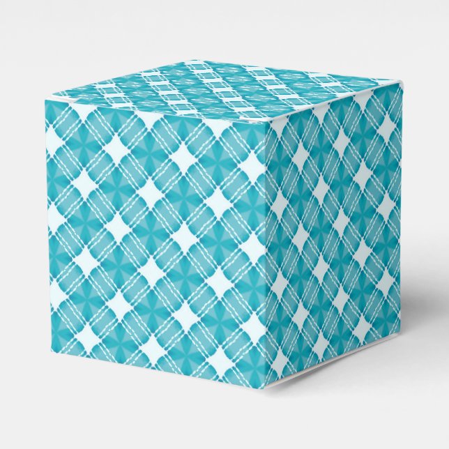 Grid and Stars Gingham Pattern Favour Box (Front Side)