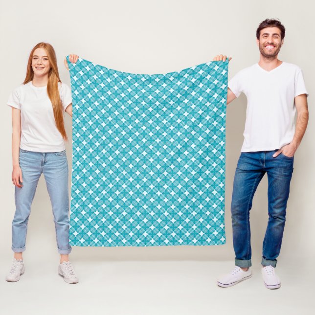 Grid and Stars Gingham Pattern Fleece Blanket (In Situ)